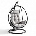 Hanging egg chair with soft cushions grey fabric and metal frame 80 x 80 x 130cm