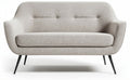 Modern two-seater sofa in light gray fabric with black metal legs 160 x 80 x 80cm