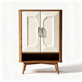 Wooden cabinet with cream doors and open shelf dimensions 75 x 40 x 110cm