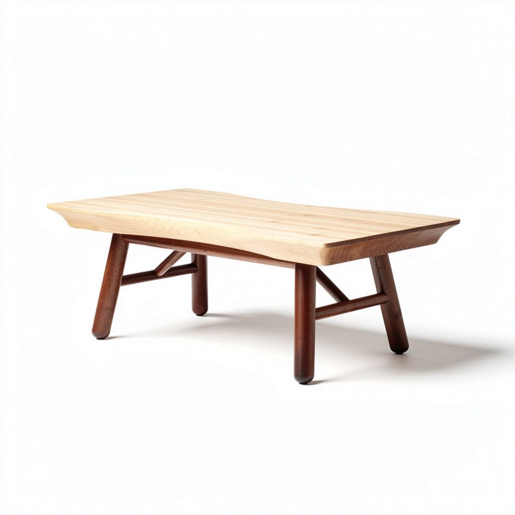 Natural wood coffee table for living room 120 x 60 x 40cm