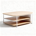 Wooden coffee table with two open shelves in a light oak finish 120 x 60 x 40cm