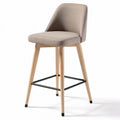 Bar stool with fabric seat and wooden legs 45 x 45 x 100cm beige色