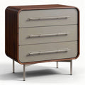 Wooden nightstand with three drawers in light gray and brown finish 80 x 45 x 70cm