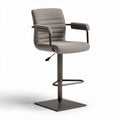 Bar height adjustable swivel stool with fabric seat and metal base in gray 95 x 50 x 50cm