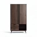 Modern wooden wardrobe with two doors and storage drawers 80 x 40 x 180cm